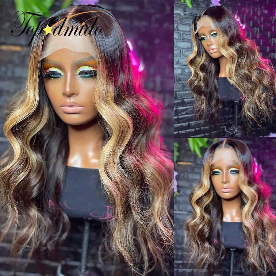 

Topodmido Highlight Color Blonde Lace Front Wig Human Hair 13x4 Transaprent Lace Wigs With Baby Hair Brazilian Hair Closure Wigs