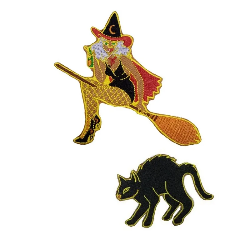 20pcs/Lot  Luxury Embroidery Patch Witch Cat Halloween Decoration Pumpkin Strange Thing Backpack Shirt Clothing Decoration Craft