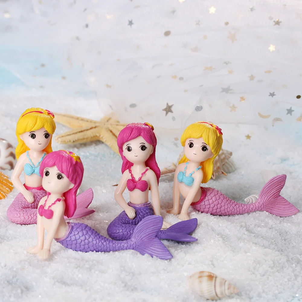 Mini Resin Miniature Mermaid Handicraft Ornament Micro Landscape Figurines Cute Statue Bonsai Home Garden Decor Accessories