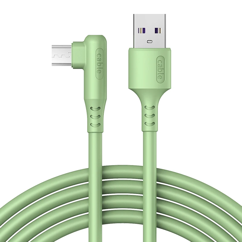 Micro Usb Cable Liquid Silicon 4A Fast Charging 90 Degree Elbow Wire For Samsung Xiaomi Huawei Vivo Coolpad Android Mobile Phone