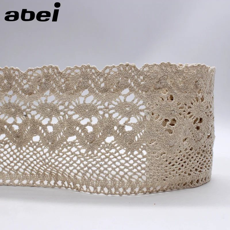 5Yards 10cm Crochet 100% Cotton Pastoral Beige Lace Trims Ribbons Hometexile Embellishment Curtain Garment Apparel Accessories