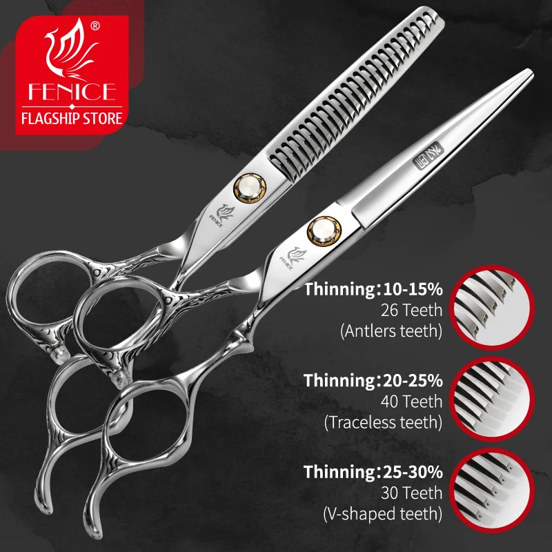 Fenice Professional 6 Inch Straight Thinning Scissor JP440C Barber Shears Hairdressing Tool