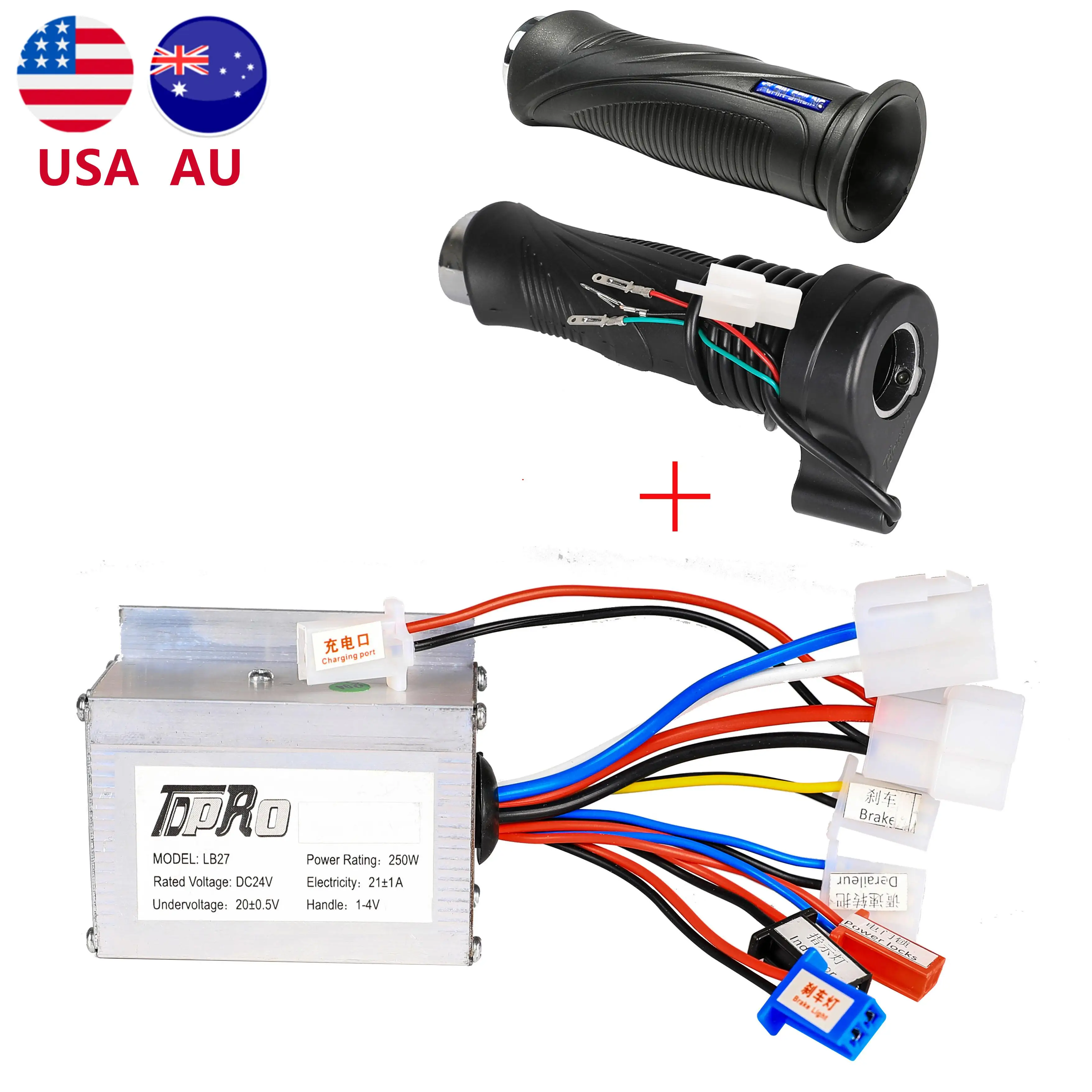 TDPRO 24V/36V/48V 350/500/800/1000W Motor Brush Controller Speed Throttle Twist Grip For Bicycle Scooter ATV Buggy Bike