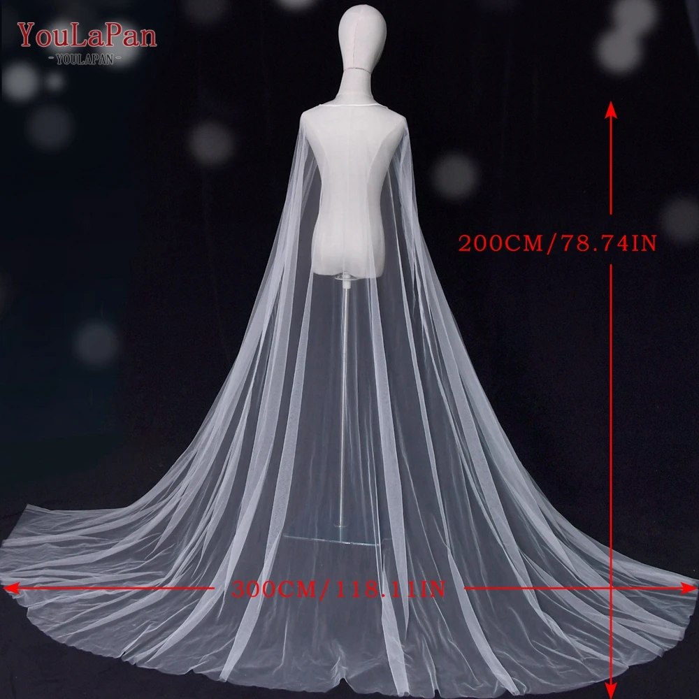 YouLaPan G16 Cathedral Long Bridal Shawl Wedding Cape Shoulder Cover FemaleWraps Bolero Ivory Woman Party Shawl Customizable