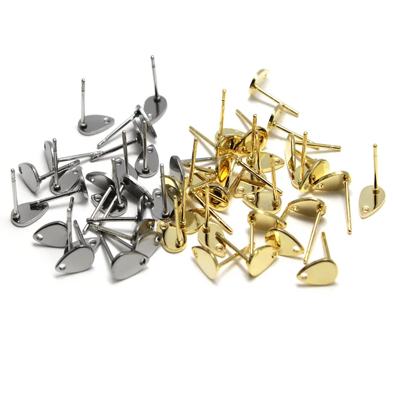 30 Pieces Stainless Steel Studs Earring Post Pins with Hole Connector For DIY Earring Details Jewelry Making Findings Supplies