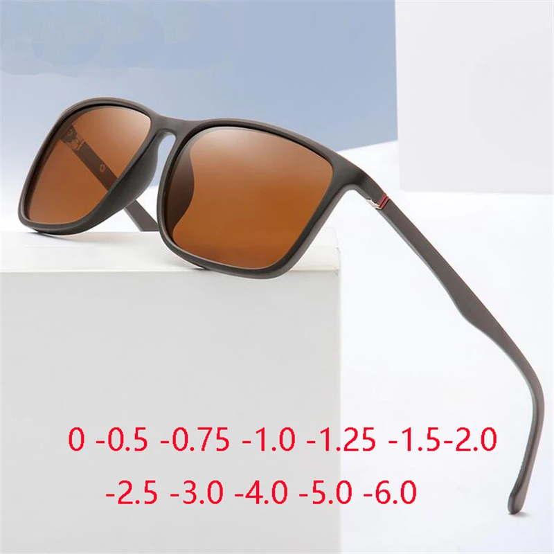 

Sport TR90 Square Polarized Sunglasses Men Spring Leg Anti-glare Minus Lens Prescription Sunglasses Diopter 0 -0.5 -0.75 To -6.0