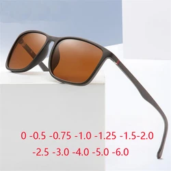 Sport TR90 Square Polarized Sunglasses Men Spring Leg Anti-glare Minus Lens Prescription Sunglasses Diopter 0 -0.5 -0.75 To -6.0