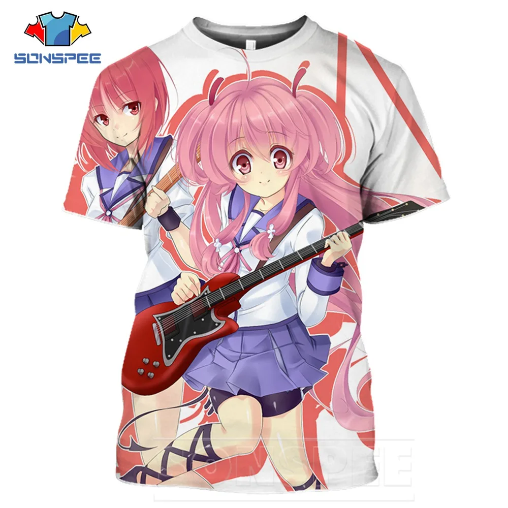 SONSPEE Anime Game T Shirt Streetwear Anime Angel Beats Sexy Loli Girl Men Women T-shirts Harajuku Men\'s Short Top Tshirt