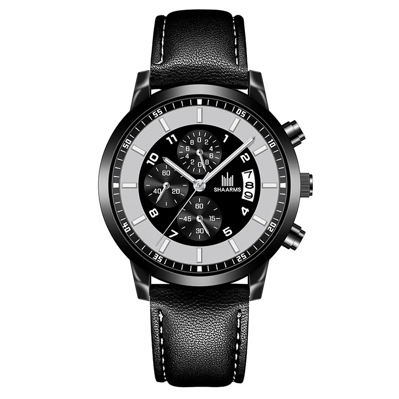 Reloj de cuarzo deportivo militar luminoso para hombre, cronógrafo con correa de cuero, calendario de negocios, a la moda, nuevo