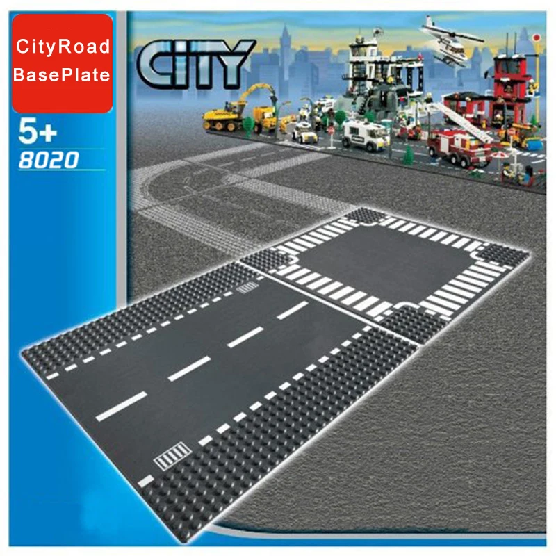 

Classic City Road Street Baseplate Block Straight Crossroad Curve T-Junction DIY Assembly Building Blocks Parts Base Plate Gift