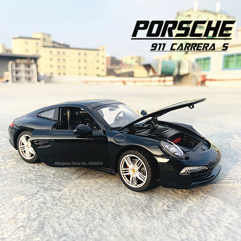 Rastar 1:24ポルシェ911カレラs黒スーパーカー静的シミュレーションダイキャスト合金モデルのおもちゃコレクションクリスマスギフトモデル