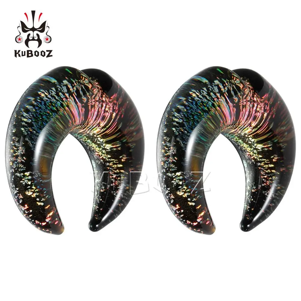 

Wholesale Price Glass Colorful Crescent Piercing Ear Plugs Tunnels Gauges Expanders Earring Strechers Jewelry Body 20PCS