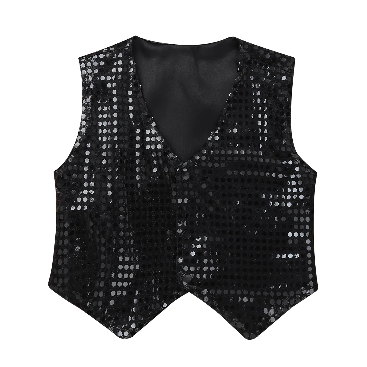 Kids Boys Shirts Shiny Sequined Long Sleeve Spread Collar Shirt Child Dance Shirts Costumes For Hip Hop Jazz Street Dance Wear