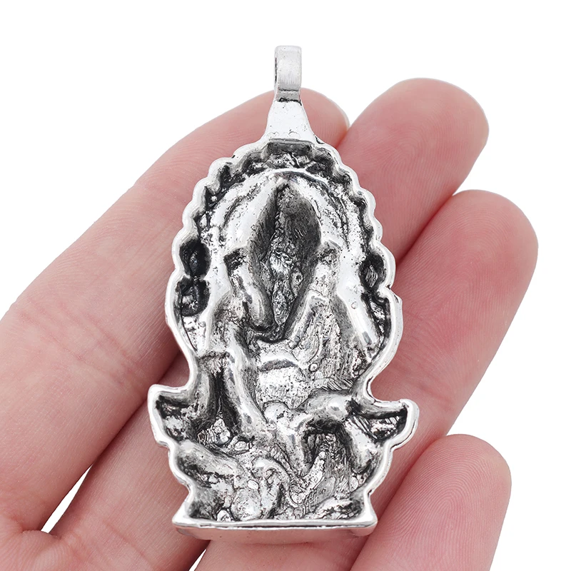 ZXZ 2pcs Tibetan Silver Large Ganesha Elephant God of Beginnings Charms Pendants for Necklace Jewelry Making Findings