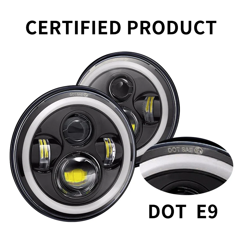 1-2pcs Car LED 7 Inch Round Headlight Conversion Kit For Beetle Classic Lada Niva URBAN For Jeep Wrangler for Suzuki Samurai
