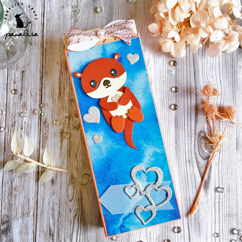 Panalisacraft Valentines Otter Metal Cutting Dies Stencils for DIY Scrapbooking/album Decorative Embossing DIY Paper Cards