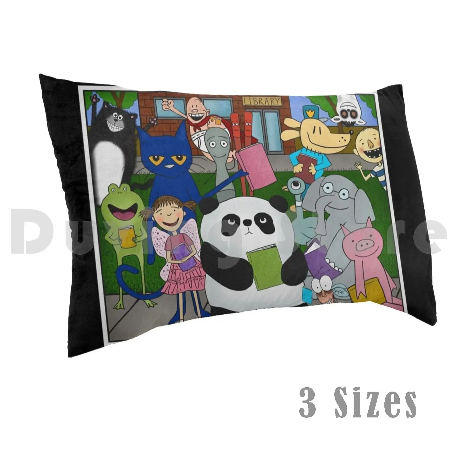 Storybook Friends Pillow Case Printed 50x75 Mr Panda Mr Lemur Chopsticks Spoon Pete The Cat Splat The Cat