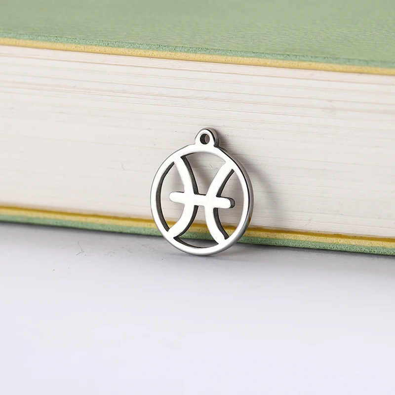 Teamer-colgante de acero inoxidable para fabricación de joyas, amuletos flotantes de 12 piezas del zodiaco, Géminis, Aries, Libra, Taurus, 12