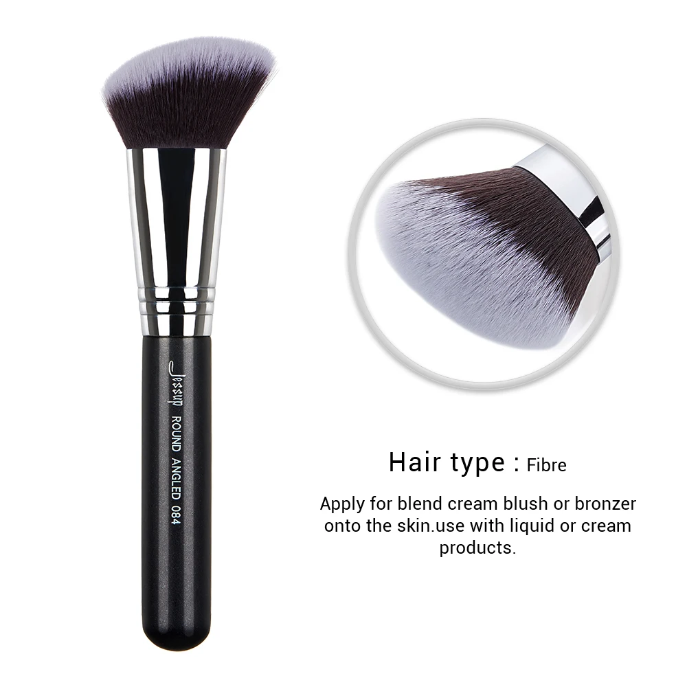 Jessup Face Single Makeup Brush Round Angled High-Quality Professional Black-Silver Fiber Hair brochas maquillaje Brush 1pcs 084