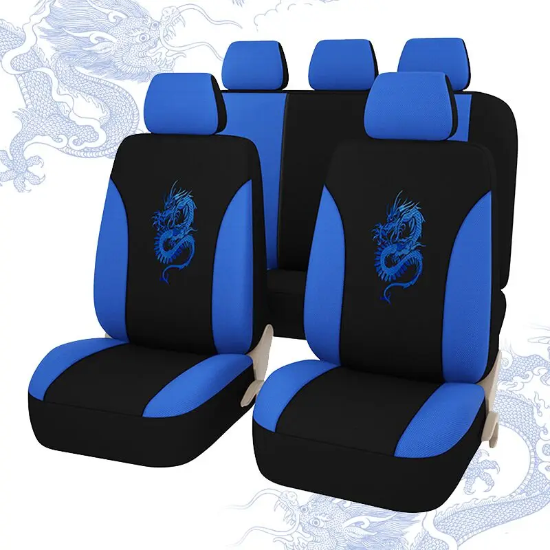 

9PCS Dragon Pattern Breathable Universal Car Seat Cover Suitable For Most Car Decoration And Protection Seats