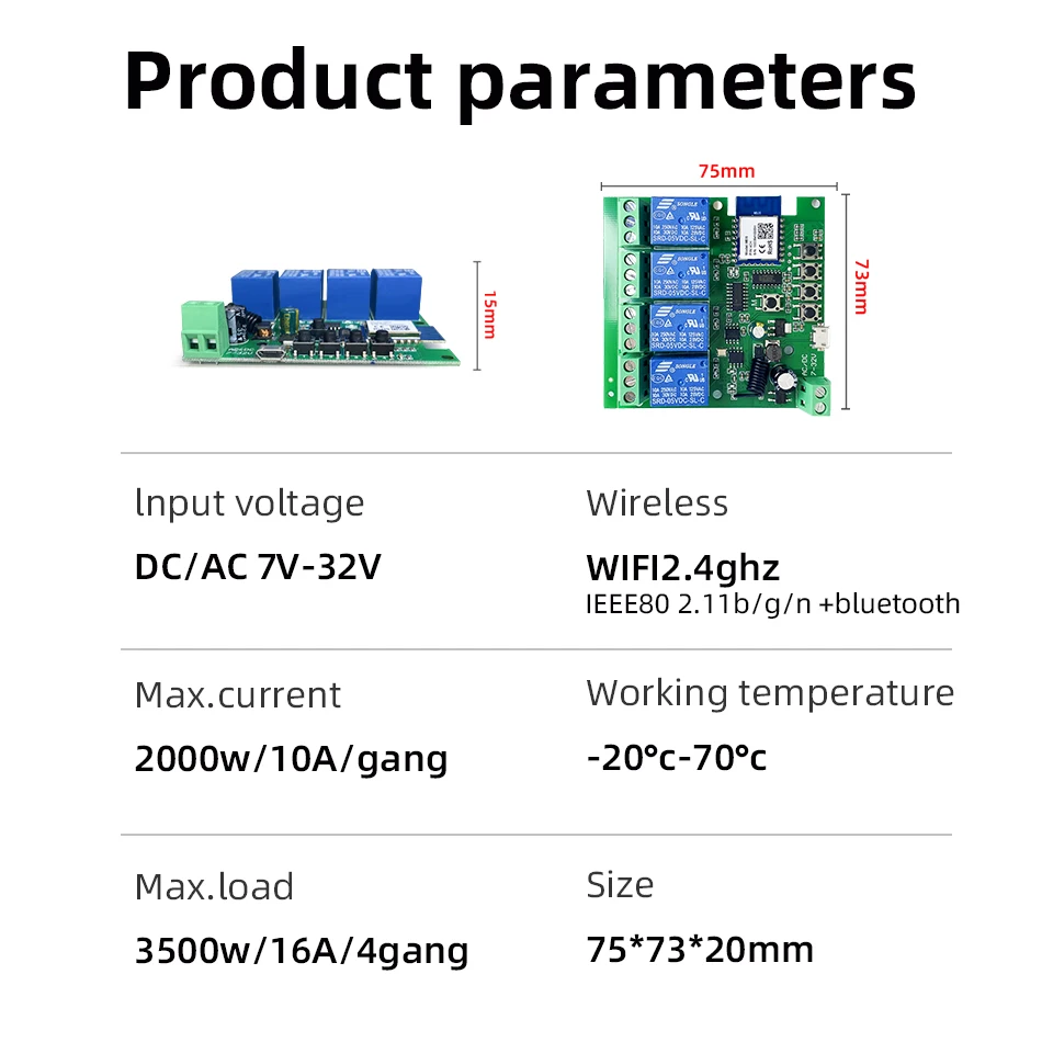 USB 5V DC 12V 24V 32V 4 Channel WIFI Tuya Smart Life Motor Controller for Electric Linear Actuator,4CH Pulse Relay,RF433 Remote