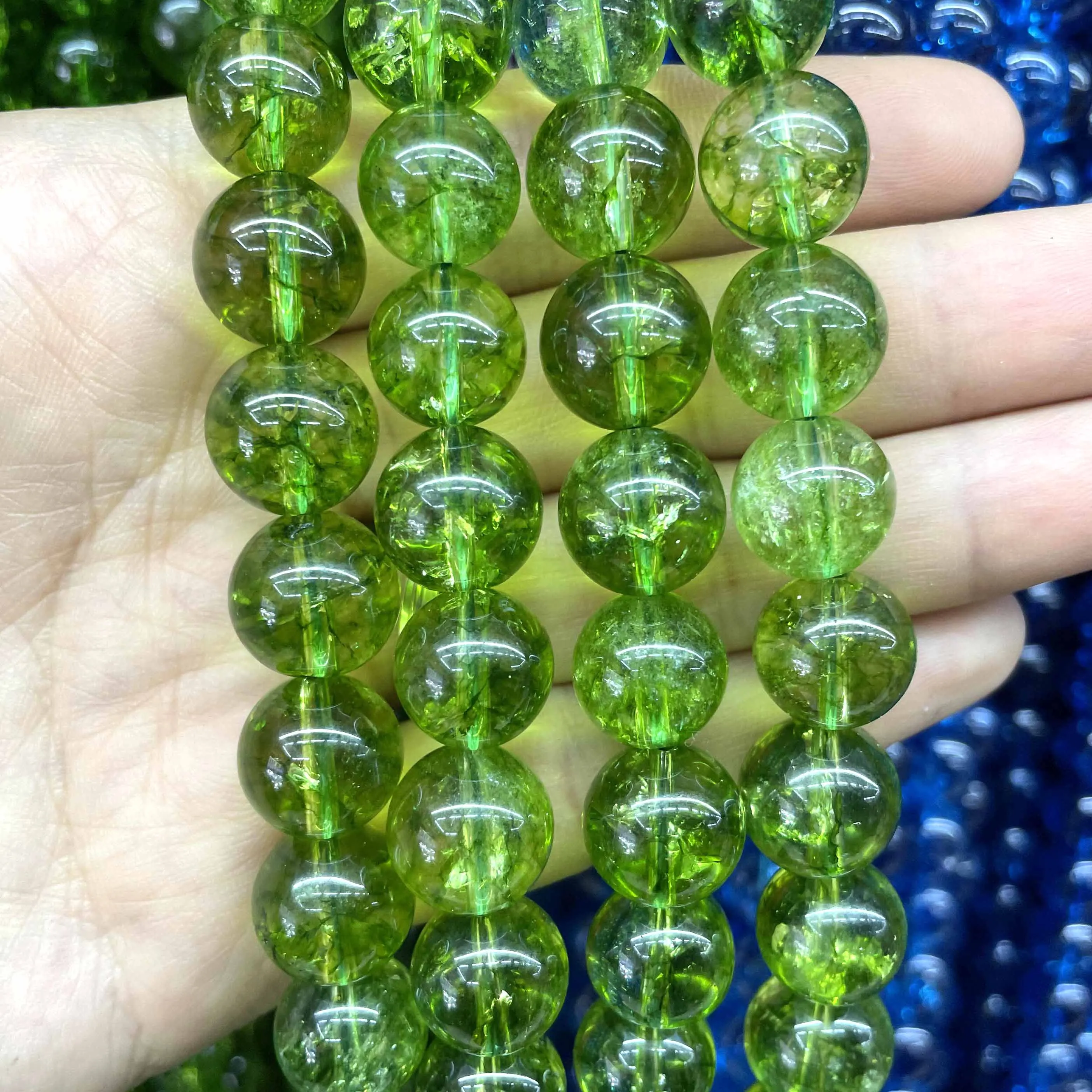 Wholesale Natural Green Peridot Crystal Quartz Stone Round Loose Beads 4 6 8 10 MM Pick Size Diy Bracelet For Jewelry Making