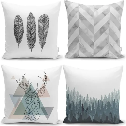 RealHomes Rustic Abstract Motifs Digital Printed 4 Pcs Cushion Pillow decorate Cover Set Cushion Cases