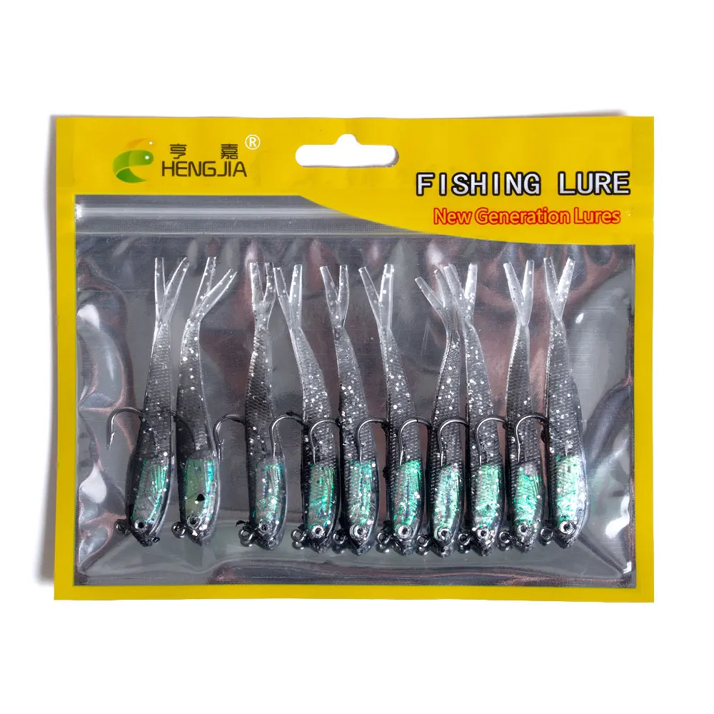 HENGJIA 10 قطعة 7 سنتيمتر 5 جرام لينة إغراء الصيد Wobblers شاد swim Bait الرقص غرق الطعم ل باس بايك المياه المالحة و المياه العذبة الصيد