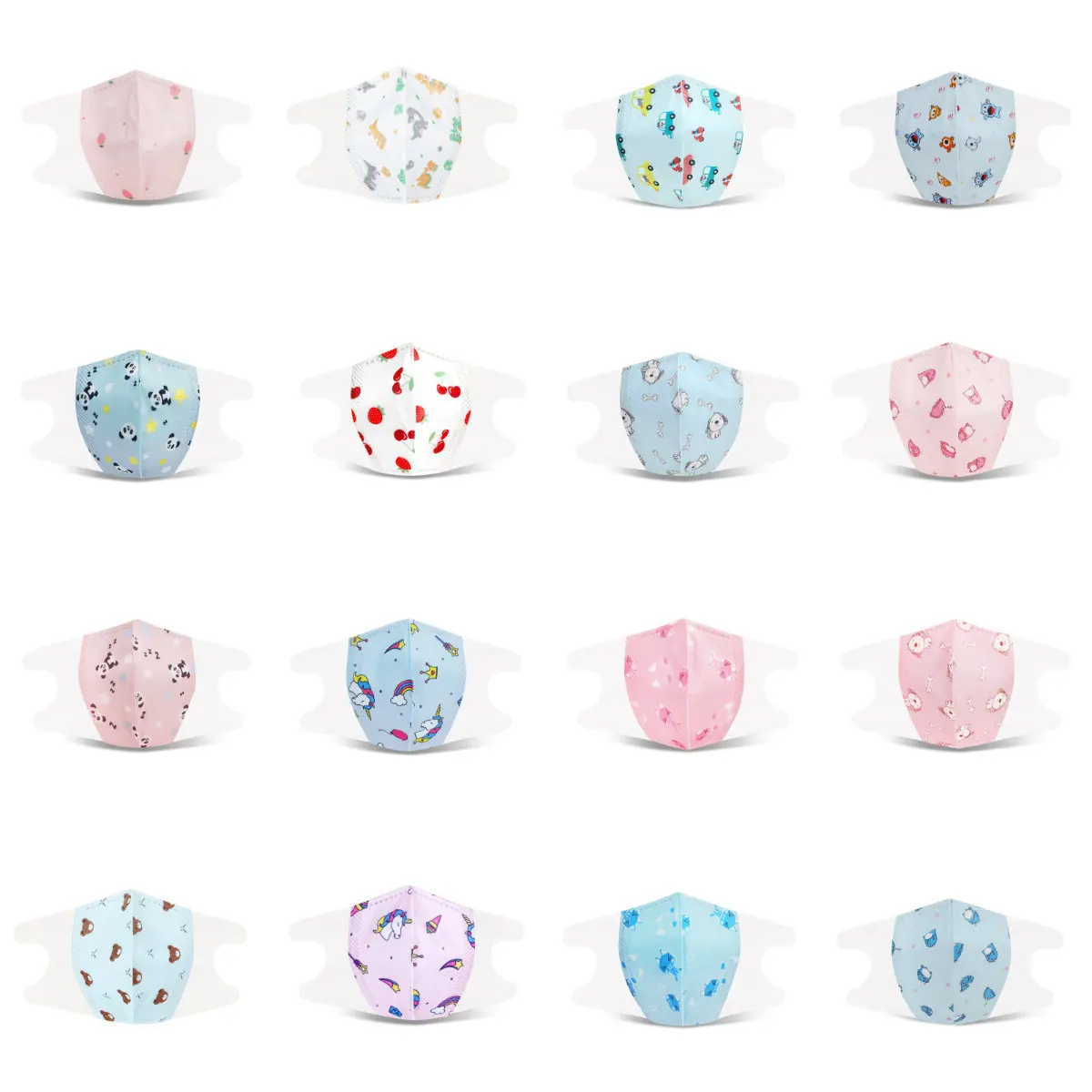 20 STKS Wegwerp Kinderen Gezichtsmaskers Geweven 3 Laag Anti Stof Smog Ademend 3D Gaas Masker Cartoon Mond Gezichtsmasker voor Kinderen