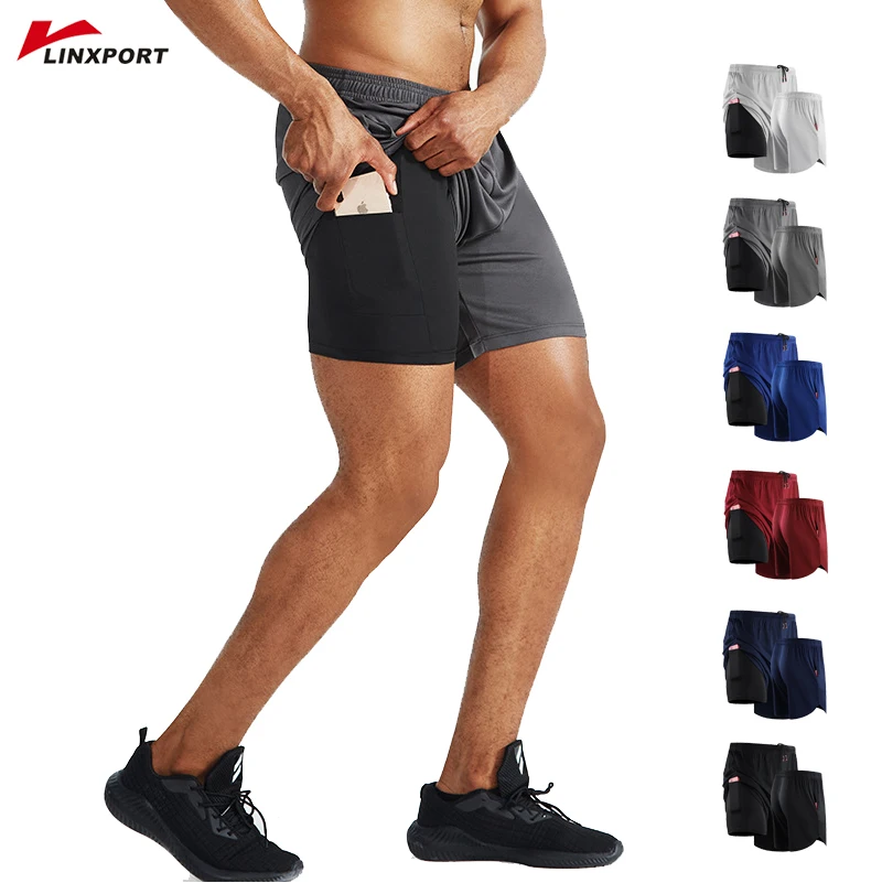 

2-in-1 Shorts Men's Running Sweatpant Quick Drying Bottoms Fitness Gym Clothing Training Tights Jogger Cycling Shorts with Liner