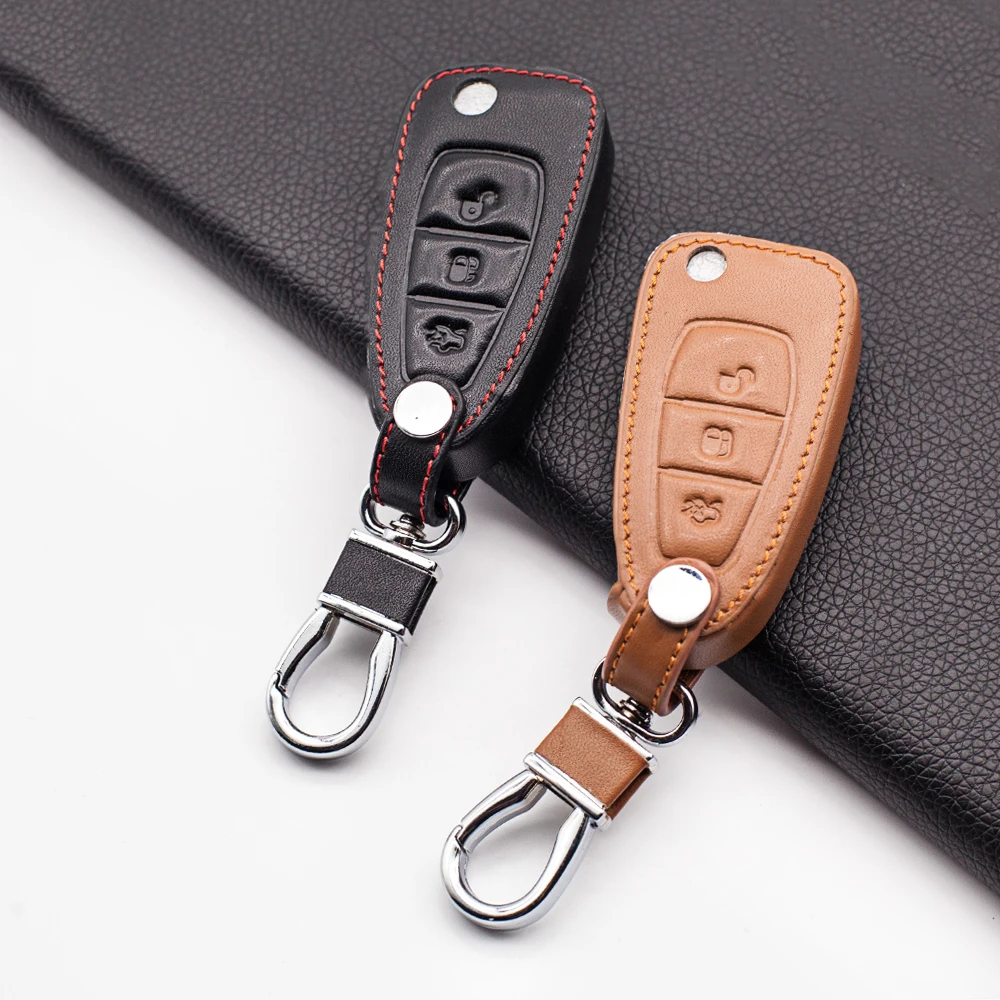 High quality carrying leather car key cover for Ford Focus 3 Focus MK4 Ecosport Kuga remote control dust collector