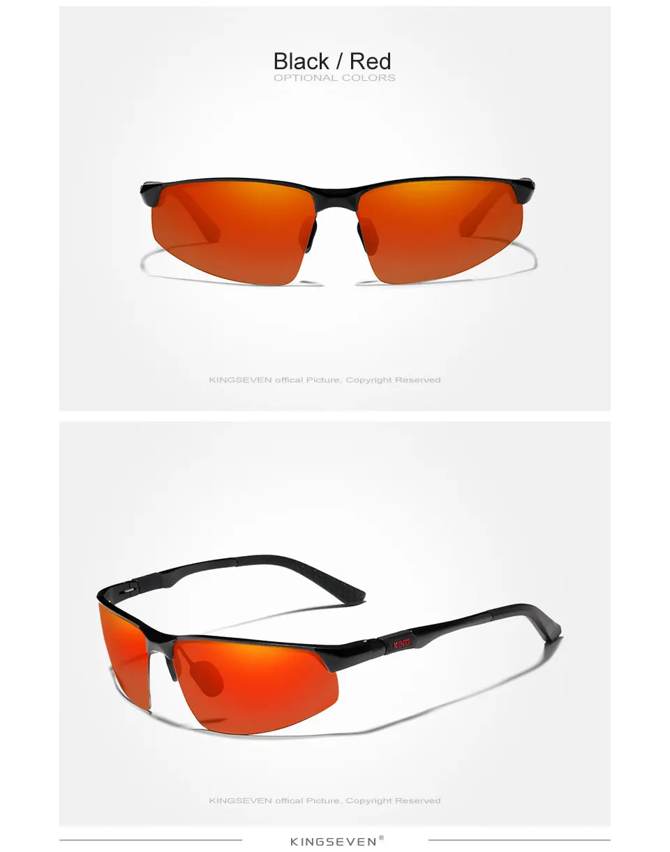KINGSEVEN Marke 2024 Polarisierte Serie Fahrer-Sonnenbrille für Herren aus Aluminium mit Spiegelgläsern, Sonnenbrille für Männer und Frauen, Brillen – Detail 10