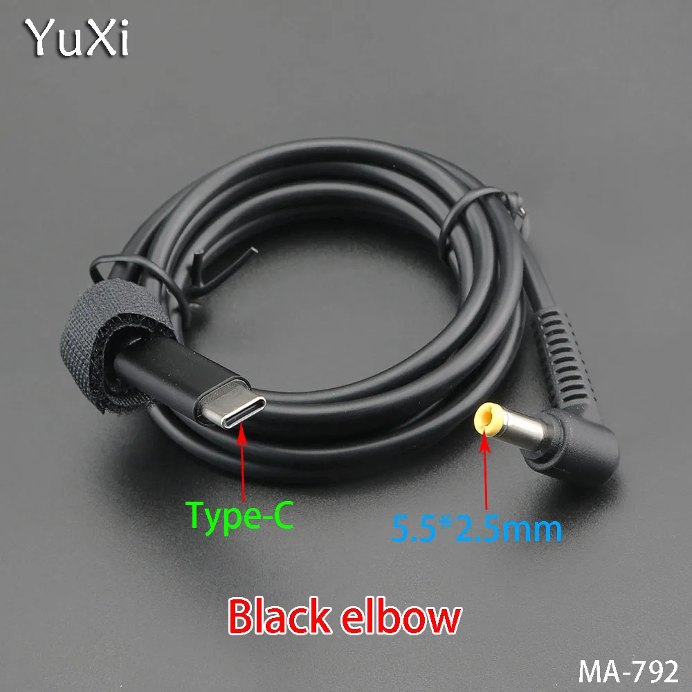 YuXi USB Type-C Male To DC 5.5*2.5mm PD Power Cord Charging Cable  Connector Converter Cable Cord Laptop Adapter Black/White