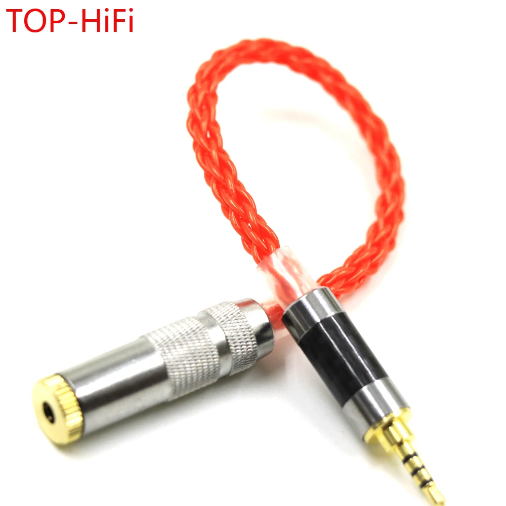 TOP-HiFi UPOCC Single Crystal Copper Silver Plated 2.5mm TRRS Balanced Male to 3.5mm TRRS Balanced Female DIY Audio Adapter