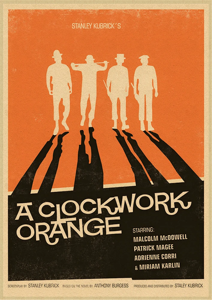 Classic Movie A Clockwork Orange Poster Home Furnishing decoration Kraft Movie Poster Drawing Wall stickers decorative painting