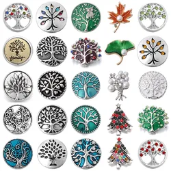 6pcs/lot DIY Crystal Metal Tree of life Snap Buttons Jewelry Fit 18mm Metal Snap Button Jewelry DIY Bracelet