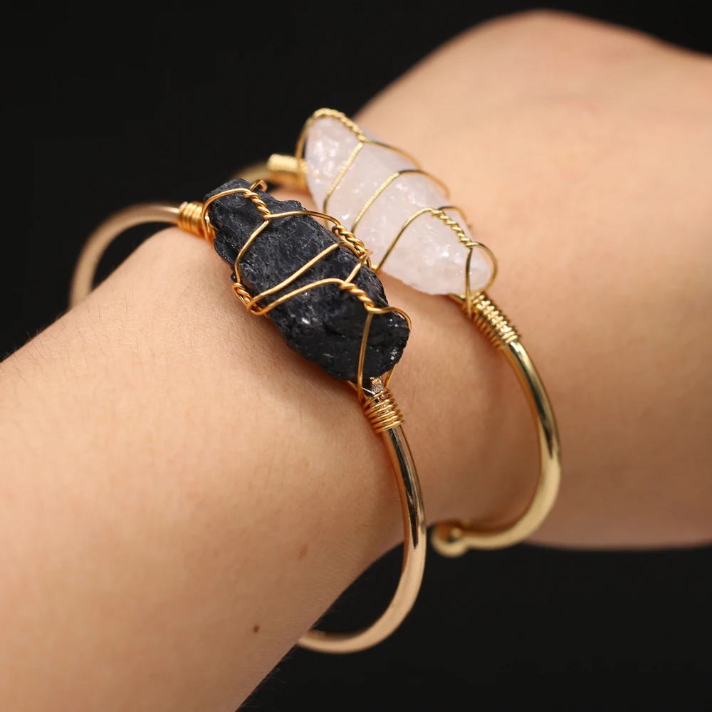 2021 New Natural Druzy Stone Bracelet Irregural Open Agates Bracelet Charms for Making Women DIY Jewelry Gift Wholesale