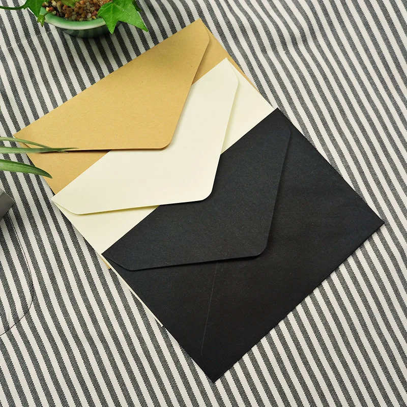 10pcs Black White Kraft Paper Business Envelopes Vintage Envelope for Business Wedding Invitation Gift Envelopes