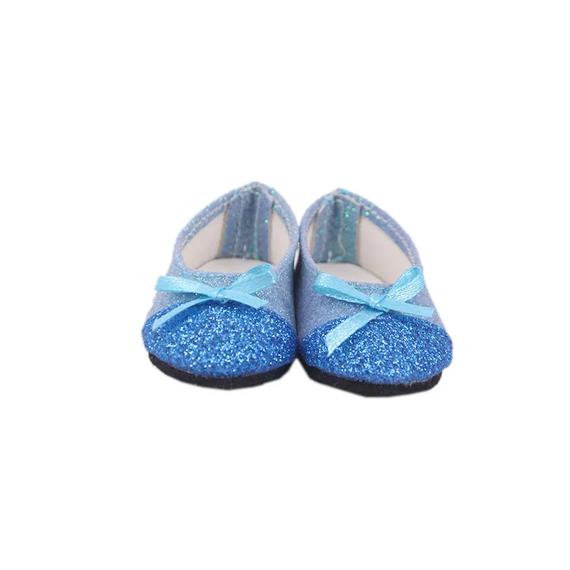 Zapatos de muñeca con lazo de lentejuelas para niñas, zapatos para muñecas de 18 pulgadas, 43cm, accesorios de ropa para muñecas, juguetes para niñas, generación, regalo de cumpleaños