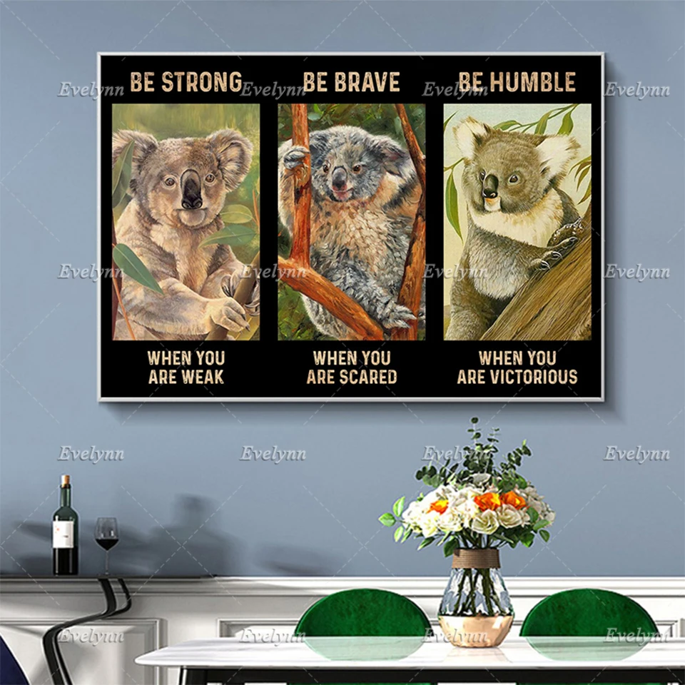 Koala Lovers Poster Be Strong When You Are Weak Wall Art Prints Home Decor Canvas Unique Gift Floating Frame