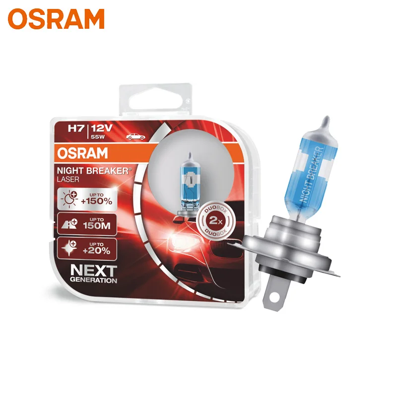 OSRAM H7 64210NL Halogen Night Breaker Laser Next Generation 12V 55W +150% Bright White Car Original Headlight Genuine Lamp Pair