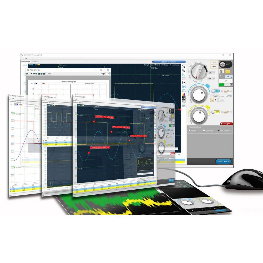 50MSa/s Portable Digital Oscilloscope OSC482 OSC482M PC Android USB 2.0 Virtual 2CH Bandwidth 20Mhz Sampling Data Oscilloscope