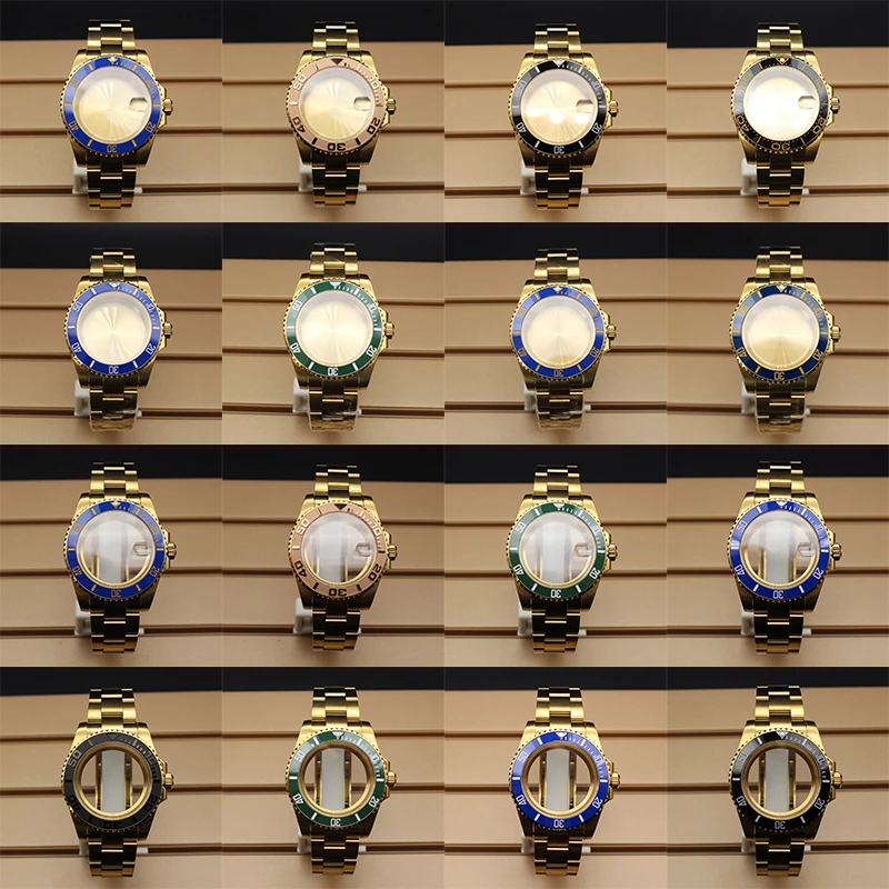 40mm Gold Men Watch Case Strap Sapphire Crystal Fit Seiko NH34 NH35 NH36/38 Miyota 8215 ETA 2824 Movement YACHT-MASTER Parts