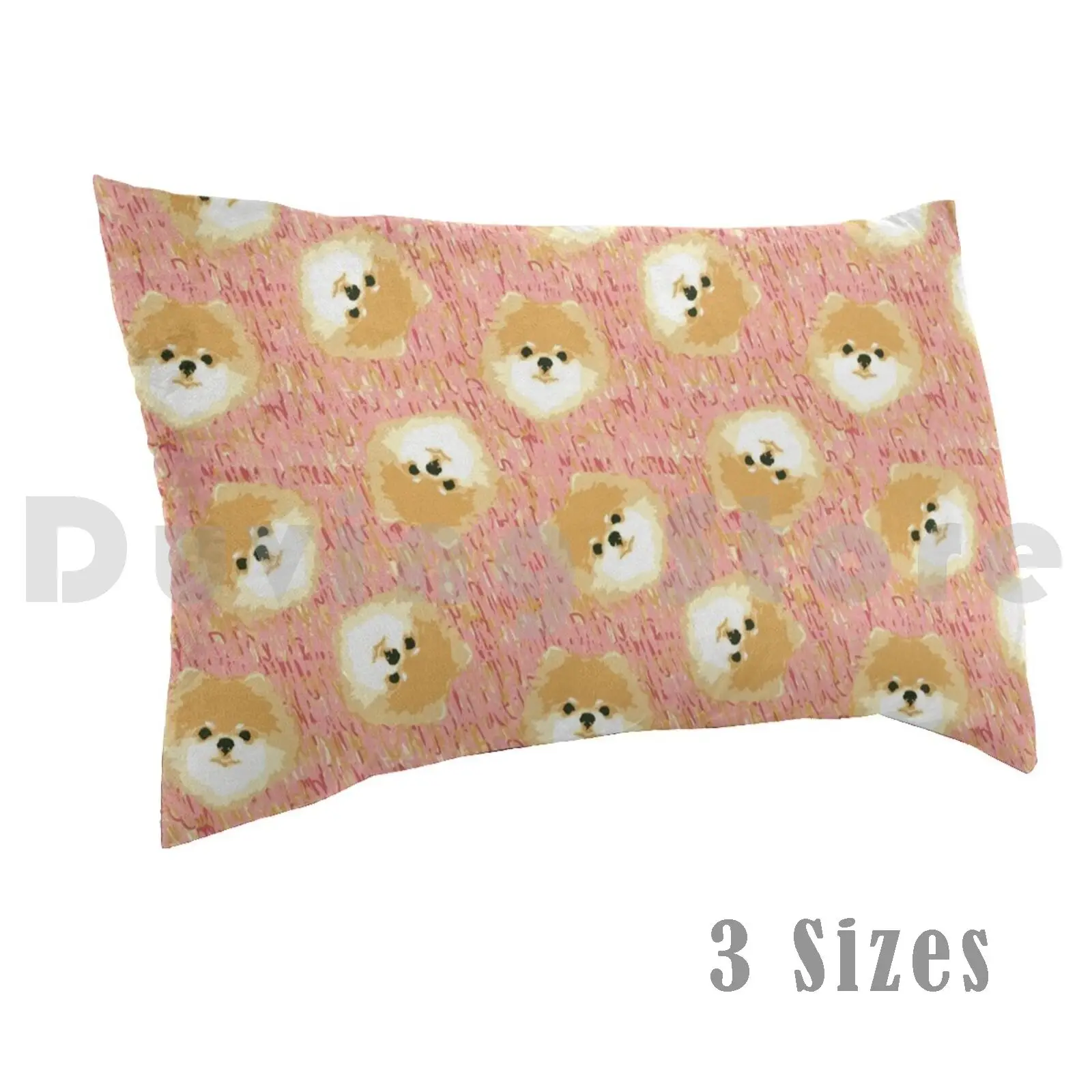 Pomeranians! Pillow case 2366 Pomeranian Dog Cream White Beige Pink Scribble Repeating Pattern