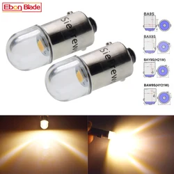 2X BA9S T4W BAX9S H6W BAY9S H21W BAW9S HY21W Auto Led Licht 2835 1SMD Auto Interieur Dome Kaart Side Lamp lamp Warm Wit 6V 12V 24V