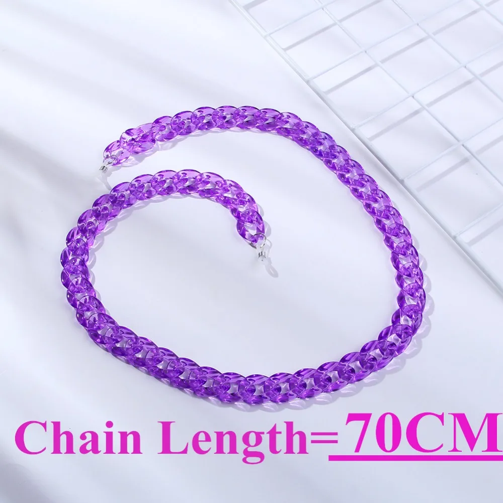 New Acrylic Clear Neon Color Glasses Chain For Women Reading Sunglasses Chain Glasses Hanging Cord Holder Neck Chains Strap Rope