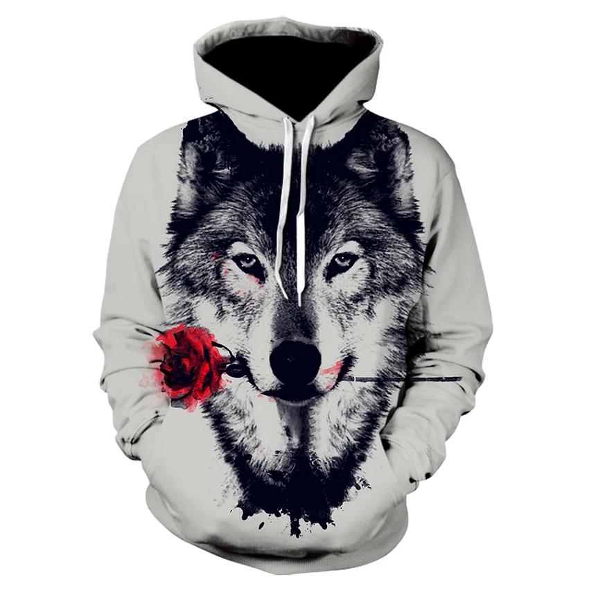 

Brand fashion wolf rose 3D hoodie men and women general animal hoodie sportswear casual sweatshirt men autumn and winter