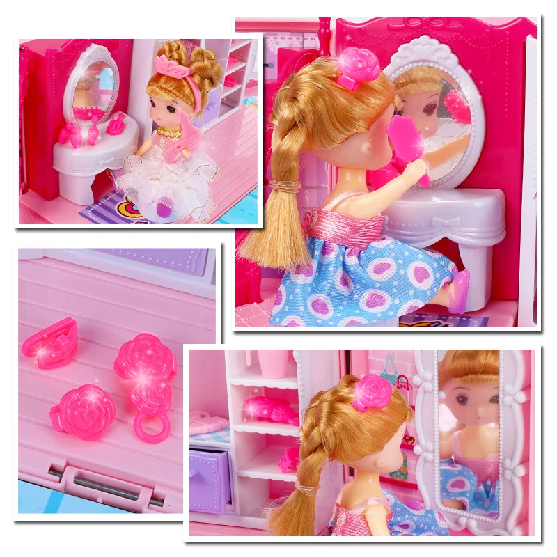 QWZ New Girls Toys Diy Doll House handbag Furniture Miniature Accessories Cute Dollhouse Birthday Gift House Toys for Children