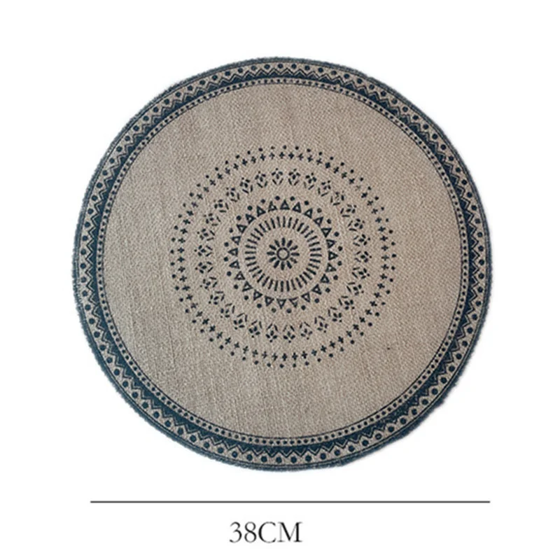 Round 38cm Nordic Style Non-slip Kitchen Placemat Coaster Cotton Linen Embroidery Pad Dish Coffee Cup Table Mat Home Decor 51001