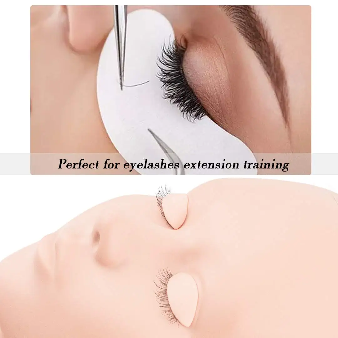 3 Colors Practice Grafted Eyelash Extension Training Mannequin Head Silicone Replacement Eyelids Model Eye Lash Extension Tool